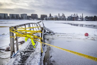 Pumput pelastuivat, mutta laituri on rikki – Kysyimme, milloin Oulun Tuiran talviuintipaikka voidaan taas ottaa käyttöön
