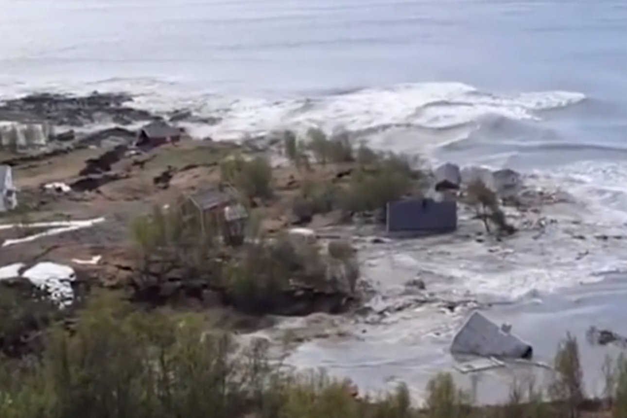 Video: Valtava maanvyöry vei kahdeksan taloa mereen Pohjois-Norjassa