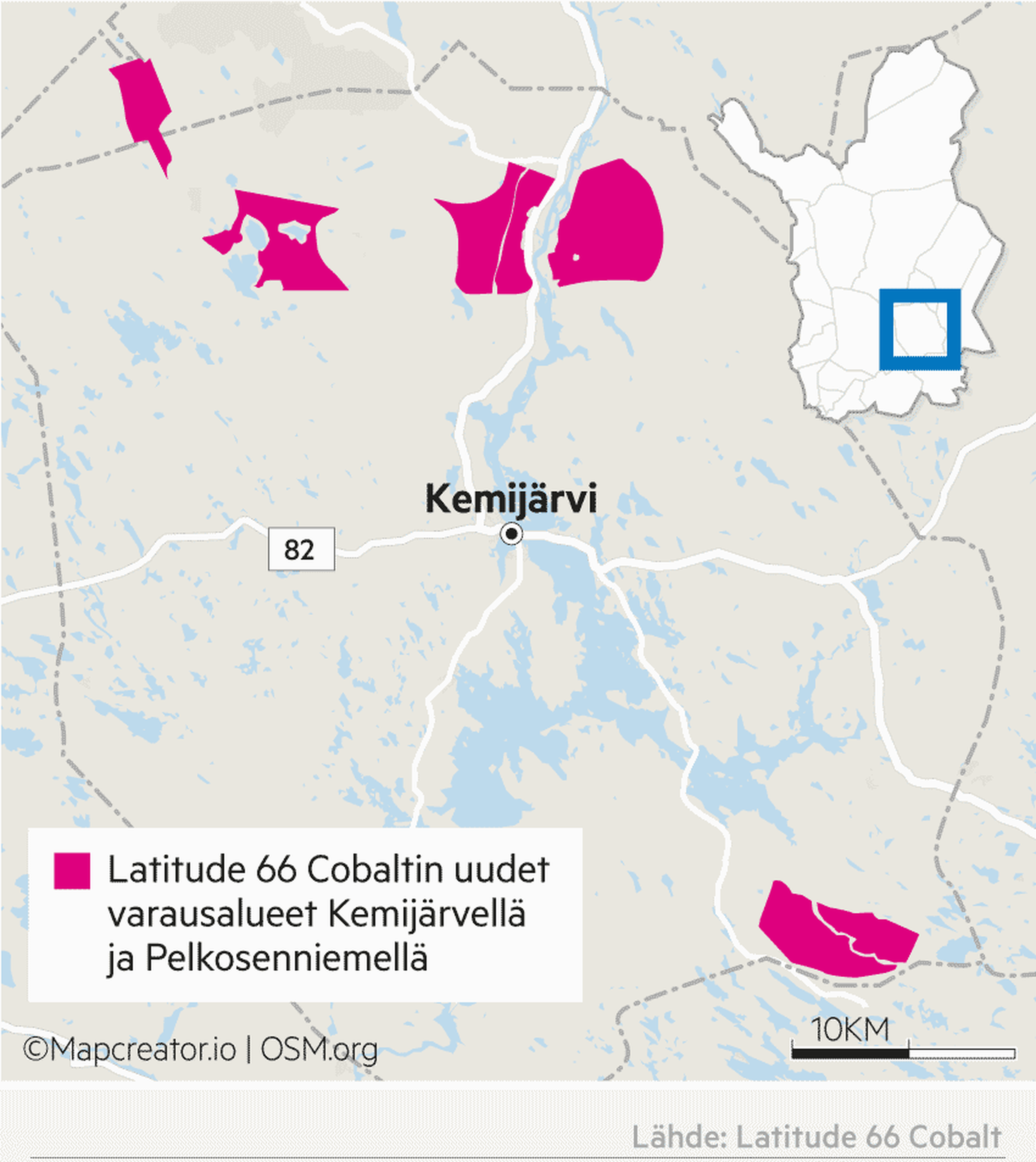 Latitude 66 Cobalt haluaa löytää Kuusamosta, Kemijärveltä ja  Pelkosenniemeltä kultaa, kobolttia tai kuparia – yhtiö on tehnyt 240  neliökilometrin varausalueilmoitukset Tukesille | Koillissanomat