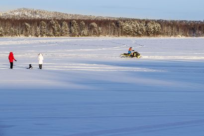 Rovaniemen kaupunki varoittaa jäällä liikkujia vaarallisesta sula-alueesta Salmijärven ja Kemijoen välisellä Salmenojalla