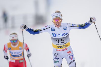 Frida Karlsson yllätti Therese Johaugin Holmenkollenilla – Kerttu Niskanen 7., Anne Kyllönen 9.