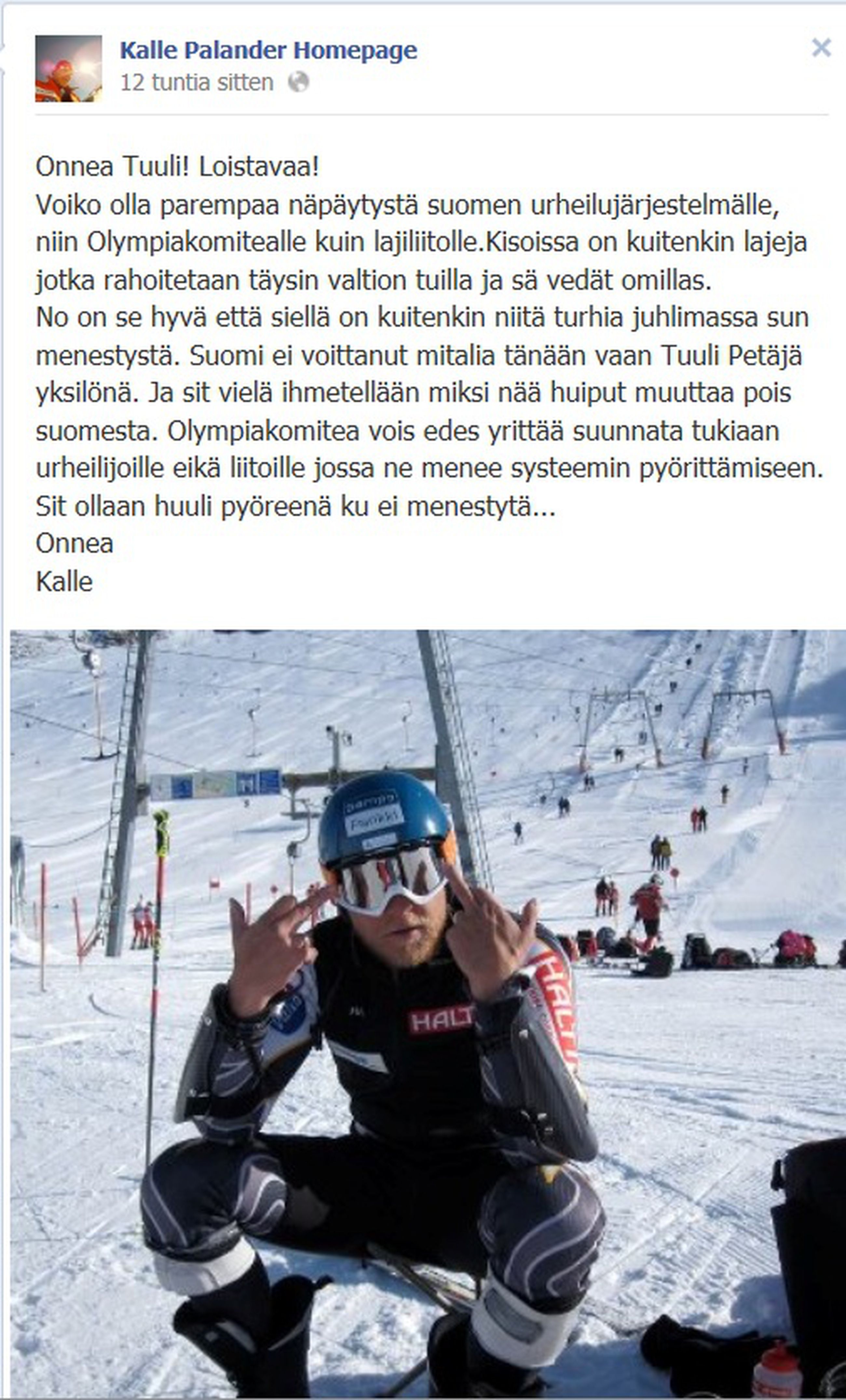 Kalle Palander onnitteli Petäjää ja näytti keskisormea | Kaleva