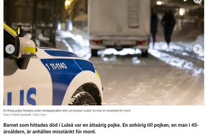 Ruotsalaislehti: Kahdeksanvuotias poika löydettiin surmattuna asunnosta Luulajassa – teosta epäilty on uhrin sukulainen