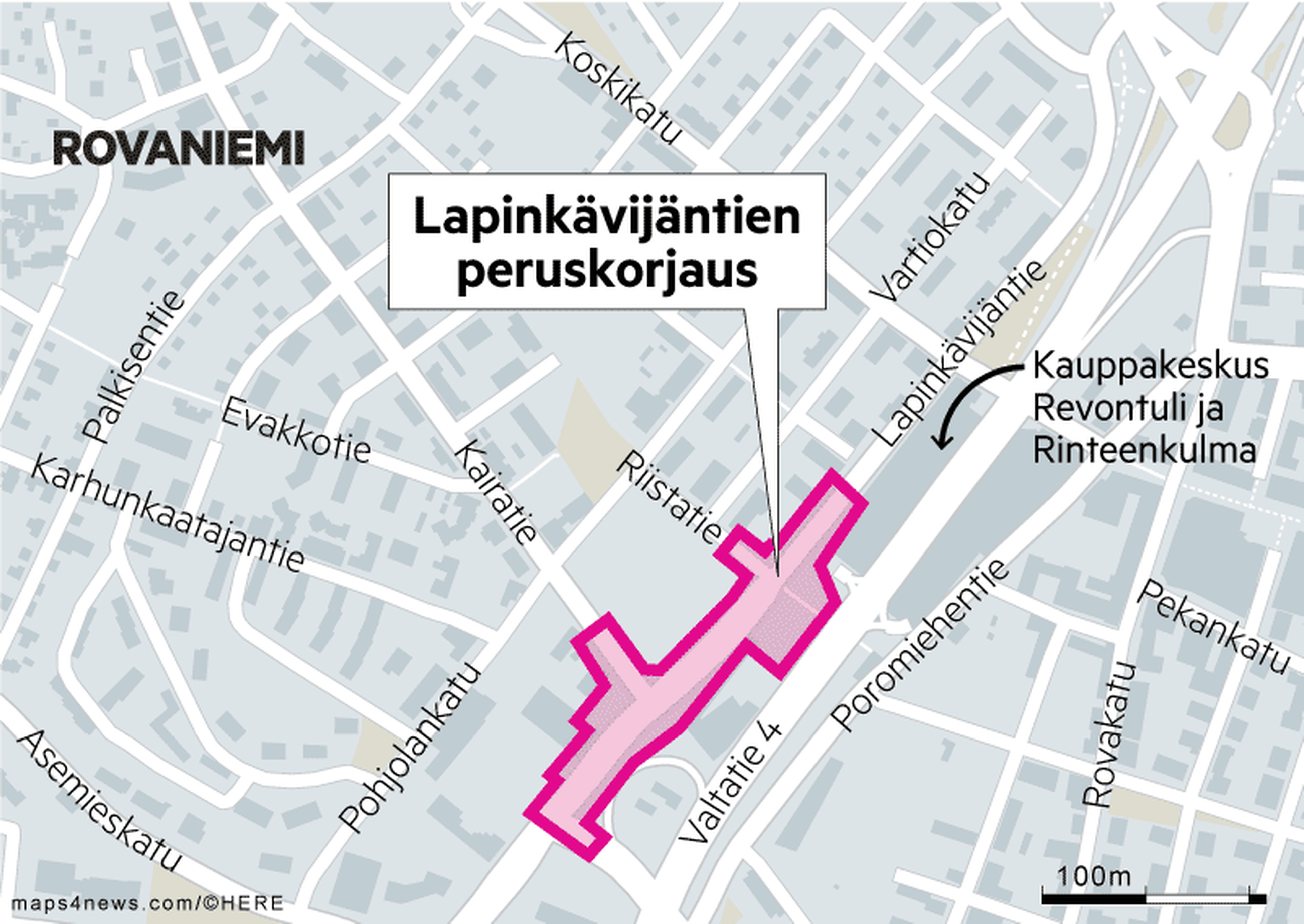 Liikenne mullistuu Rovaniemen keskustan liepeillä kuukausiksi:  Lapinkävijäntie suljetaan Hallituskadulta Revontulen kulmalle asti | Lapin  Kansa