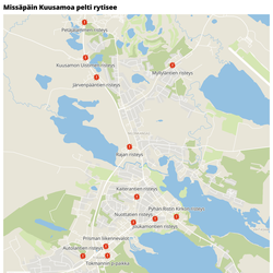 Katso kartasta, missä pelti rytisee Kuusamossa – taajamassa nopeusrajoitus yleensä suojaa vakavilta vahingoilys, huono näkyvyys ohitustilanteessa suuri riskitekijä