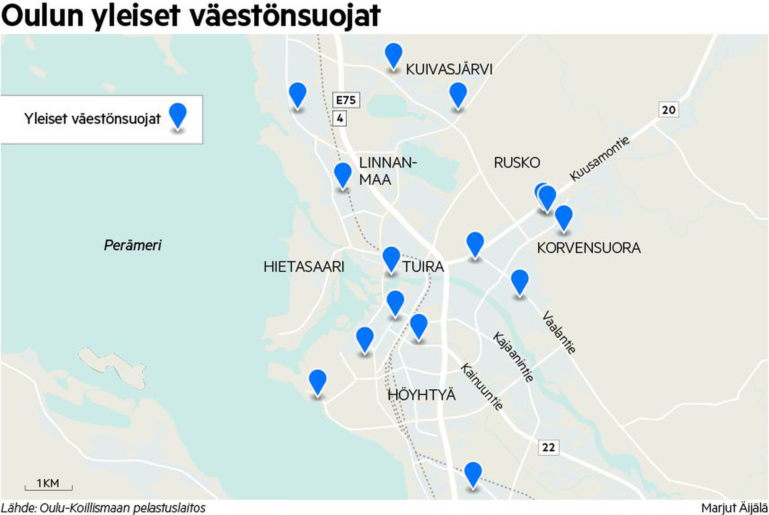 Yleisiä väestönsuojia ei Oulussa ole haja-asutusalueilla – 