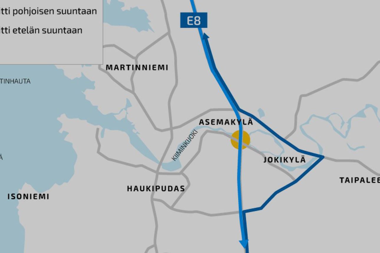 Nelostien pohjoiseen menevä liikenne ohjataan kiertotielle Kiiminkijoen  sillan päällystystöiden vuoksi | Kaleva