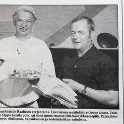 Vuosien takaa: Kokki Kolmonen innostui raahelaisesta Kokki-kirjasta Patakakkosen kuvauksia tehdessään
