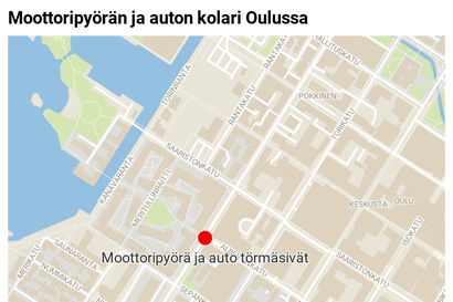 Moottoripyöräilijä loukkaantui kolarissa Oulun keskustassa