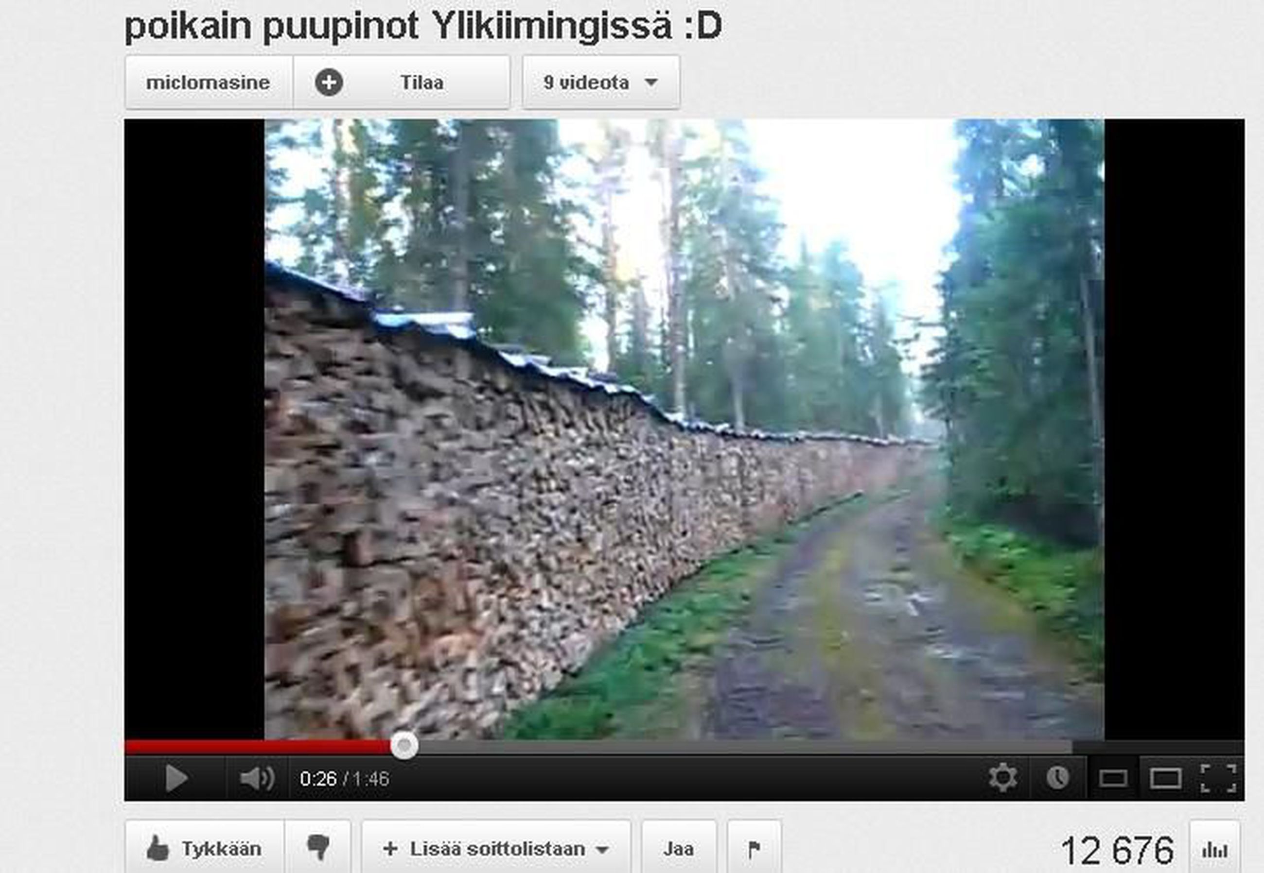 Mistä löytyy pohjoisen pisin puupino? - Katso video Ylikiimingin 