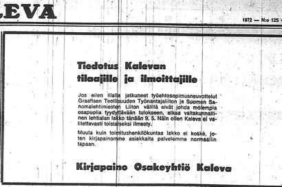 Vanha Kaleva: Sanomalehtimiehet menivät ensimmäistä kertaa lakkoon