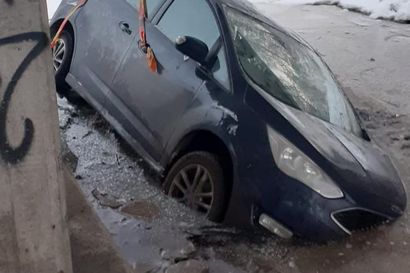 Oulun Plaanaojaan päätyneen tila-auton kuljettajaa epäillään törkeästä rattijuopumuksesta